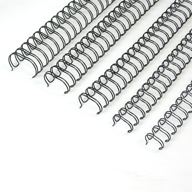 RAYSON Double Loop Binding Wires, Mixed Sizes (9/16", 5/8", 3/4", 7/8", 1") 2:1 Pitch Wire Binding Spines, 21-Loop Black, Pack of 50 - Image 1